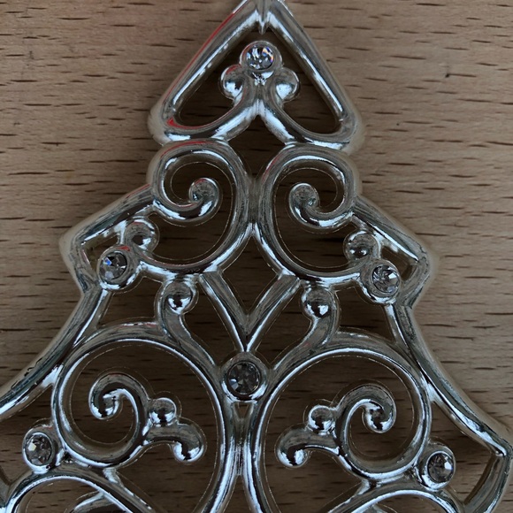 Lenox Sparkle and Scroll Tree Ornament Christmas Clear Crystals Silver Plated - Picture 3 of 10